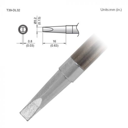 Hakko FX-9701/9702 3.2 x 16 mm Chisel Soldering Iron Tip for use with FX-9701, FX-9702 [T39-DL32]; 106-273