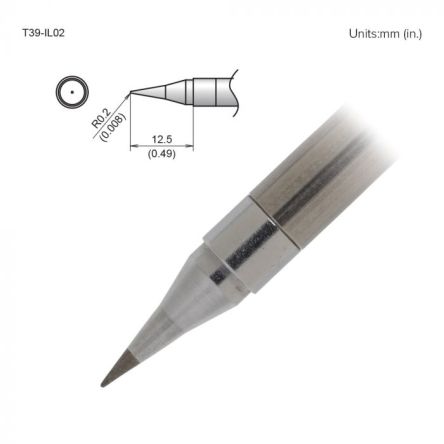 Hakko FX-9701/9702 R0.2 x 12.5 mm Micro Fine Soldering Iron Tip for use with FX-9701, FX-9702 [T39-IL02]; 106-281