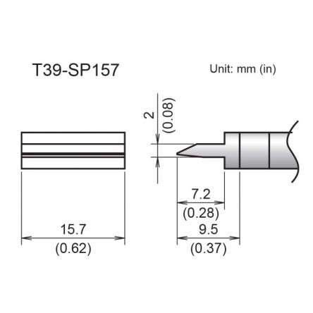 Hakko FX-9701/9702 2 x 15.7 mm Spatula Soldering Iron Tip for use with FX-9701, FX-9702 [T39-SP157]; 106-285