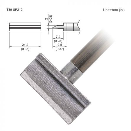 Hakko FX-9701/9702 2 x 21.2 mm Spatula Soldering Iron Tip for use with FX-9701, FX-9702 [T39-SP212]; 106-286