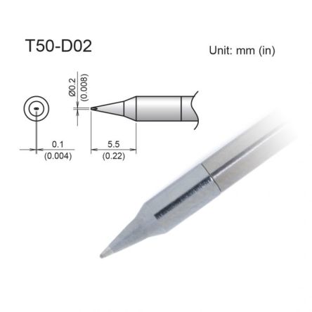 Hakko FX9703 0.2 mm Chisel Soldering Iron Tip for use with FX9703 [T50-D02]; 106-295