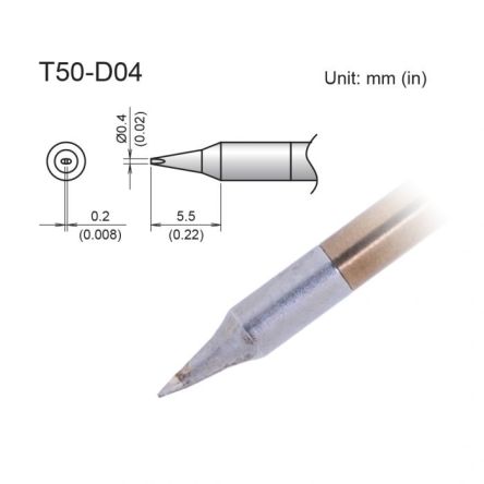 Hakko FX9703 0.4 mm Chisel Soldering Iron Tip for use with FX9703 [T50-D04]; 106-297