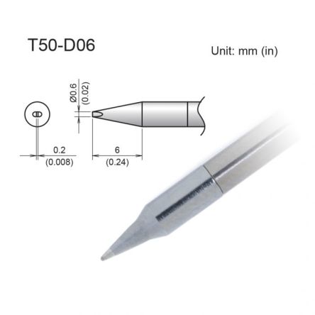 Hakko FX9703 0.6 mm Chisel Soldering Iron Tip for use with FX9703 [T50-D06]; 106-298