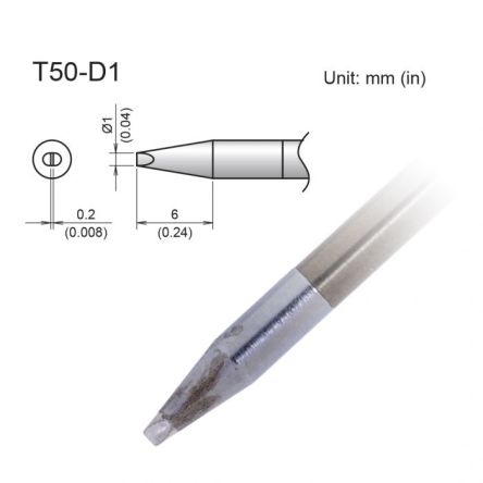 Hakko FX9703 1 mm Chisel Soldering Iron Tip for use with FX9703 [T50-D1]; 106-299