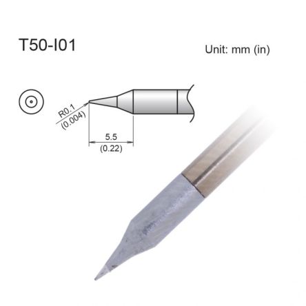 Hakko FX9703 0.1 mm Micro Fine Soldering Iron Tip for use with FX9703 [T50-I01]; 106-301