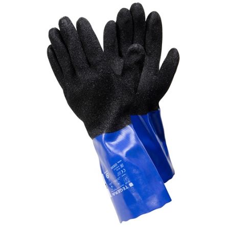 Tegera TEGERA Black, Blue Nylon Chemical Resistant Work Gloves, Size 9, PVC Coating [12935-9]; 115-552