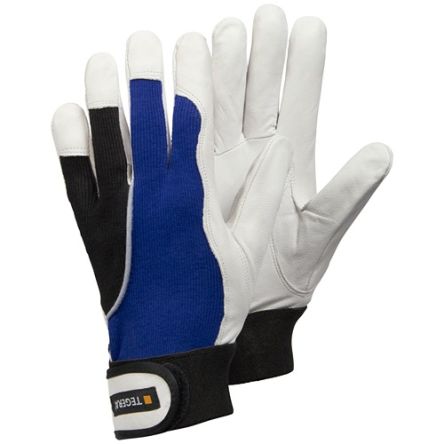 Tegera TEGERA Black, Blue, White Cotton, Leather Dry Environment Work Gloves, Size 9 [13-9]; 115-712