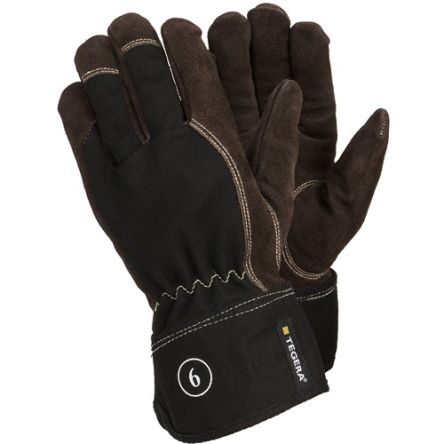 Tegera TEGERA Black, Brown Leather Cut Resistant Work Gloves, Size 8 [169-8]; 115-921