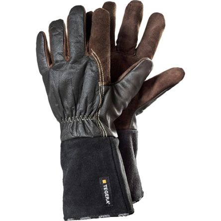 Tegera TEGERA Black, Brown Leather Cut Resistant Cut Resistant Gloves, Size 10 [132A-10]; 116-058