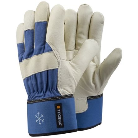 Tegera TEGERA Beige, Blue Leather Cold Resistant Work Gloves, Size 15 [206-15]; 116-276