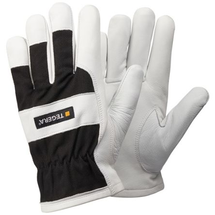 Tegera TEGERA Black, White Leather Dry Environment Work Gloves, Size 11 [25-11]; 116-396