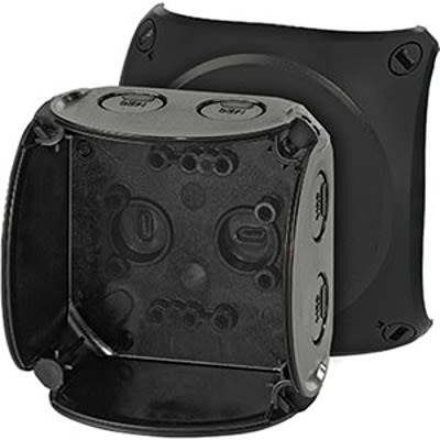 HENSEL KF Series Black Polycarbonate Junction Box, IP66, IP67, IP69, 62 x 93 x 93mm [KF 0200 B]; 117-047