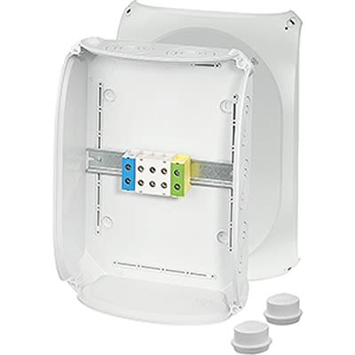 HENSEL KF Series Grey Polycarbonate Junction Box, IP66, IP67, IP69, 5-pole per pole Terminals, 122 x 355 x 255mm [KF 5050 A]; 117-074