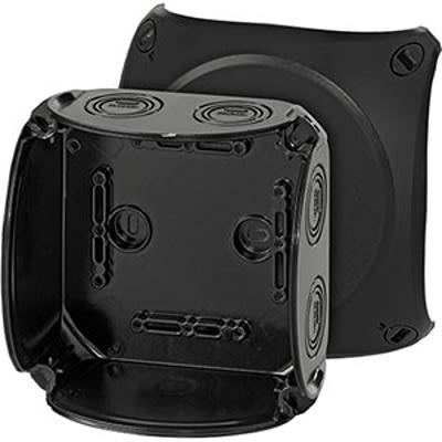 HENSEL KF Series Black Polycarbonate Junction Box, IP66, IP67, IP69, 77 x 130 x 130mm [KF 0600 B]; 117-235