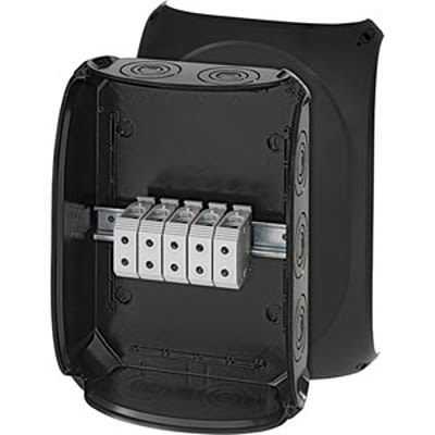 HENSEL KF Series Black Polycarbonate Junction Box, IP66, IP67, IP69, 122 x 355 x 255mm [KF 5050 B]; 117-469