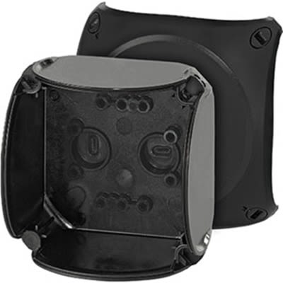 HENSEL EB Series Black Polycarbonate Junction Box, IP66, 62 x 93 x 93mm [EB 02 B]; 117-570