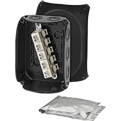 HENSEL WP Series Black Polycarbonate Junction Box, IP68, 5 Terminals, 77 x 180 x 130mm [WP 1010 B]; 117-790