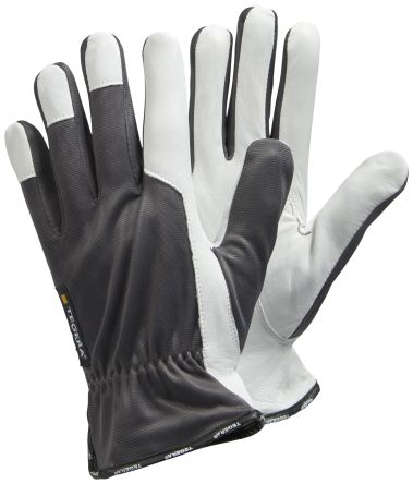 Tegera TEGERA Grey, White Leather Fine Assembly Work Gloves, Size 8 [115-8]; 118-593