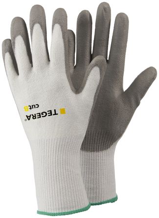 Tegera TEGERA Grey, White HPPE, Nylon, Polyester, Spandex Cut Resistant Cut Resistant Gloves, Size 6, Polyurethane [10430-6]; 118-652