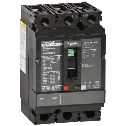 Schneider Electric, PowerPact Circuit Breaker Accessory 3P 150A, Breaking Capacity 65 KA, DIN Rail Mount [NHGF36150TW]; 119-149
