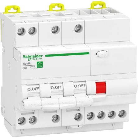 Schneider Electric Safety Breaker, 25A Current Rating, 3P Poles, Resi9 Range [R9PDCS25]; 119-395