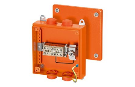 HENSEL Fk Series Orange Sheet Steel Junction Box, IP66, 5 Terminals, 80 x 200 x 200mm [FK 9259]; 119-724