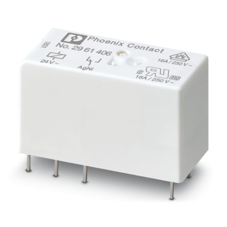 Phoenix Contact Plug In Power Relay, 24V ac Coil, 10mA Switching Current, SPDT [2961406]; 120-125