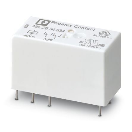 Phoenix Contact Plug In Power Relay, 48V dc Coil, 10mA Switching Current, DPDT [2834834]; 120-127