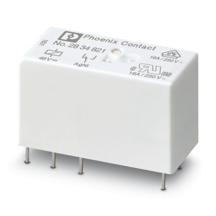 Phoenix Contact Plug In Power Relay, 48V dc Coil, 10mA Switching Current, SPDT [2834821]; 120-128