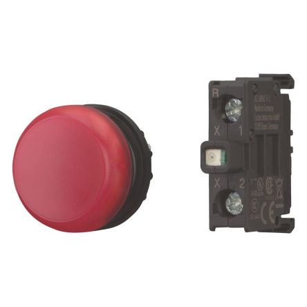 Eaton, M22 Red Indicator, 22.5mm Cutout, IP66, IP69K, Round [168775 M22-L-R-LEDC-BVP]; 120-256
