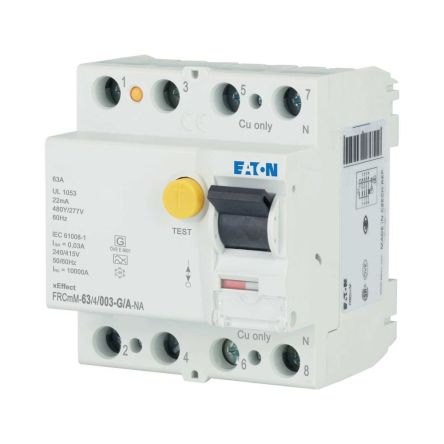 Eaton xE?ect - FRCmM-NA RCCB, 63A, 4 Pole, 30mA, 240/415V ac [167109 FRCMM-63/4/003-G/A-NA]; 120-281