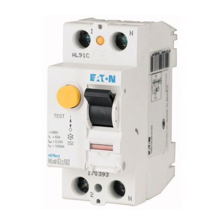 Eaton xE?ect - FRCmM-NA RCCB, 63A, 2 Pole, 30mA, 240/415V ac [167121 FRCMM-63/2/003-G/A-NA]; 120-297