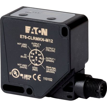 Eaton Photoelectric Sensor, 45 mm Detection Range [166926 E76-CLRMKN-M12]; 120-708