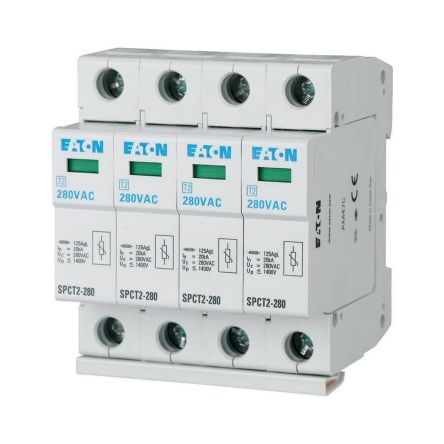 Eaton Three Phase Surge Protector, 40kA, 1.6kV, DIN Rail Mount [167601 SPCT2-335/4]; 120-782