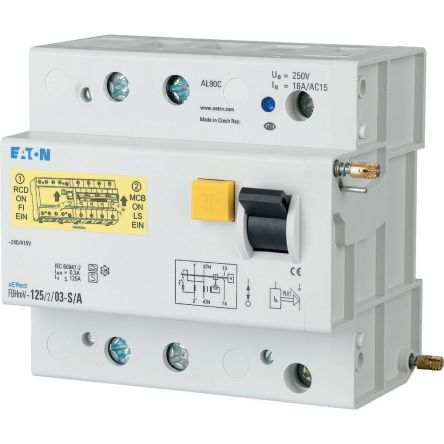 Eaton xE?ect - FBHmV RCCB, 80A, 2 Pole, 500mA, 240/415V ac [170139 FBHMV-80/2/05-S/A]; 121-133