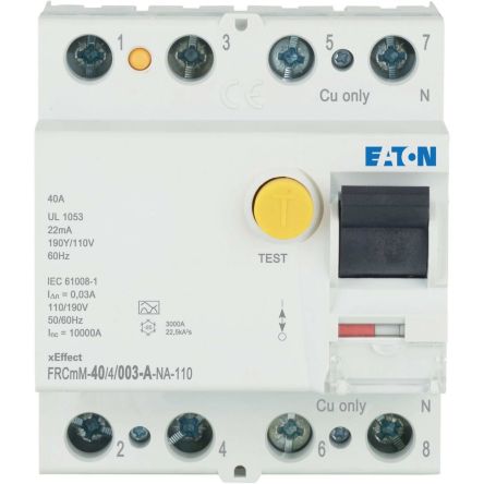 Eaton xE?ect - FRCmM-NA RCCB, 40A, 4 Pole, 30mA, Type A, 110/190V [167700 FRCMM-40/4/003-A-NA-110]; 121-170