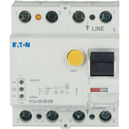 Eaton xE?ect - FRCdM RCCB, 25A, 4 Pole, 300mA, 240/415V ac [167900 FRCDM-25/4/03-S/B]; 121-218