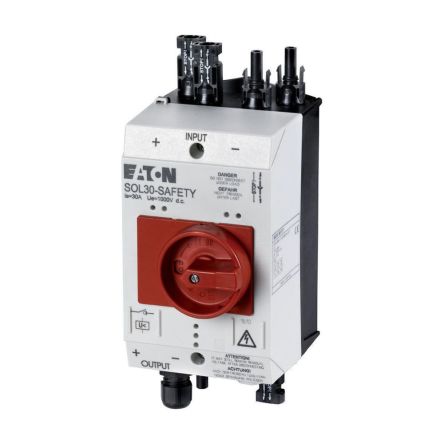 Eaton 2 Pole Isolator Switch - 32A Maximum Current, 30kW Power Rating, IP65 [144123 SOL30-SAFETY/2MV-U(230V50HZ)]; 121-446