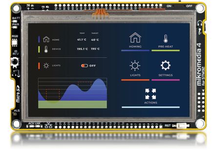 MikroElektronika Mikromedia 4 for STM32F7 Resistive MIKROE-6172 ARM ARM Baseboard, Daughter Board [MIKROE-6172]; 121-988