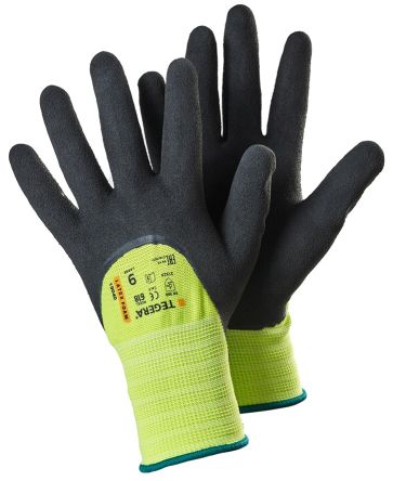 Tegera TEGERA Black, Green Polyester Wet Environment Work Gloves, Size 9, Latex Foam Coating [618-9]; 122-782