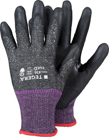 Tegera TEGERA Black Cut Resistant Work Gloves, Size 9, Polyurethane Coating [436-9]; 123-006