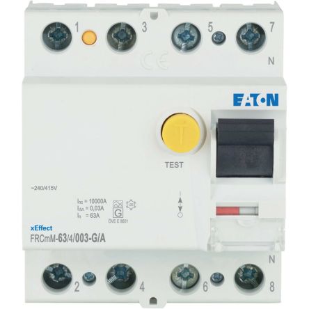 Eaton xEffect - FRCmM RCCB, 63A, 4 Pole, 30mA, 240/415V ac [170296 FRCMM-63/4/003-G/A]; 123-563