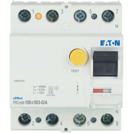 Eaton xEffect - FRCmM RCCB, 100A, 4 Pole, 30mA, 240/415V ac [170298 FRCMM-100/4/003-G/A]; 123-565