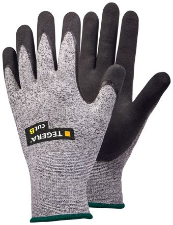 Tegera TEGERA Black, Grey HPPE, Nylon, Spandex Cut Resistant Work Gloves, Size 7, Nitrile, Nitrile Foam Coating [431-7]; 123-928