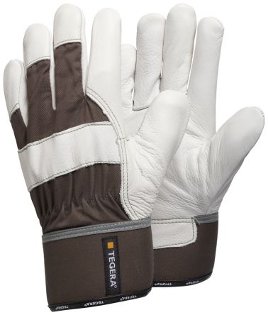 Tegera TEGERA Grey, White Leather Harsh Environment Work Gloves, Size 9 [55-9]; 123-972