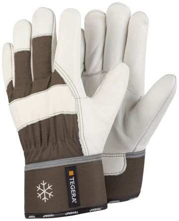 Tegera TEGERA Grey, White Leather Cold Resistant Work Gloves, Size 11 [56-11]; 123-994