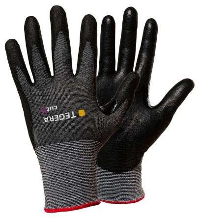 Tegera TEGERA Grey HPPE, Nylon, Spandex, Stainless Steel Fibre Yarn Cut Resistant Work Gloves, Size 6, Polyurethane [465-6]; 124-043
