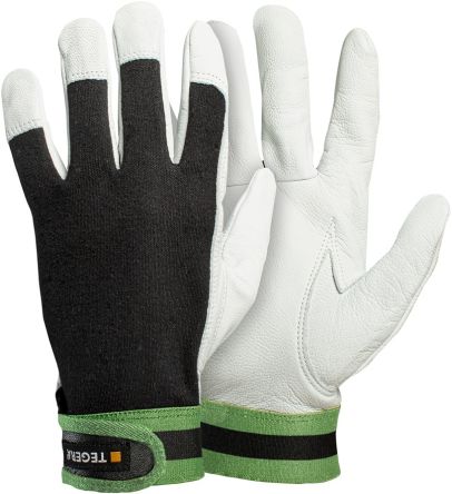 Tegera TEGERA Black, Green, White Leather Dry Environment Work Gloves, Size 12 [513-12]; 124-071