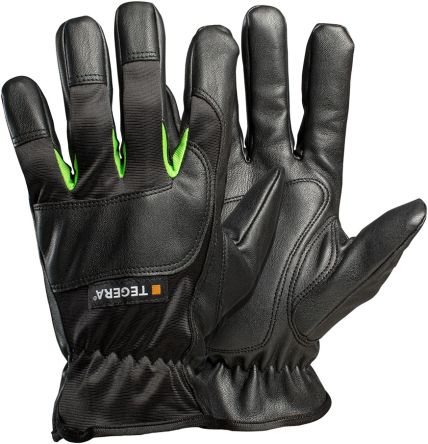 Tegera TEGERA Black, Green Synthetic Leather Dry Environment Work Gloves, Size 12 [516-12]; 124-094