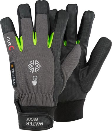 Tegera TEGERA Black, Grey Synthetic Leather Cut Resistant Work Gloves, Size 10 [577-10]; 124-112